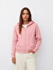 Long Sleeve With Hood Front Zipper Closing Lilac Sweatshirt