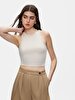 Short Sleeve Round Crop Basic Beige Athlete