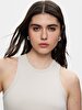 Short Sleeve Round Crop Basic Beige Athlete