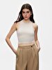 Short Sleeve Round Crop Basic Beige Athlete