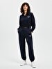 Waist Elastic Print With Print Tapered Leg Navy Tracksuit