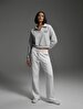 Waist Elastic Ribbed Flare White Tracksuit
