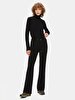 Waist Elastic Ribbed Flare Black Tracksuit