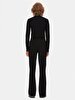 Waist Elastic Ribbed Flare Black Tracksuit