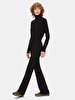 Waist Elastic Ribbed Flare Black Tracksuit