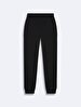 Waist Elastic Tapered Leg Basic Black Tracksuit