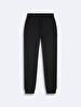 Waist Elastic Tapered Leg Basic Black Tracksuit
