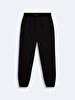 Waist Elastic Tapered Leg Black Tracksuit
