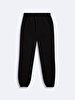 Waist Elastic Tapered Leg Black Tracksuit