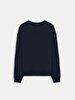 Long Sleeve Crew Neck Print With Print Navy Sweatshirt
