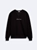 Long Sleeve Crew Neck Print With Print Black Sweatshirt