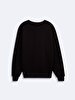 Long Sleeve Crew Neck Print With Print Black Sweatshirt