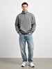 Long Sleeve Turtle Neck Zipper Closing Anthracite Sweatshirt
