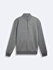 Long Sleeve Turtle Neck Zipper Closing Anthracite Sweatshirt