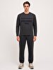 Long Sleeve Print Crew Neck Basic Antracite Sweatshirt