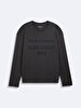 Long Sleeve Print Crew Neck Basic Antracite Sweatshirt