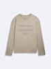 Long Sleeve Print Crew Neck Basic Green Sweatshirt