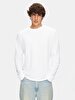 Long Sleeve Crew Neck Basic White Sweatshirt