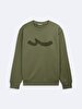 Long Sleeve Crew Neck Sign With Print Green Sweatshirt