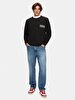 Long Sleeve Crew Neck Print With Print Black Sweatshirt