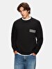 Long Sleeve Crew Neck Print With Print Black Sweatshirt