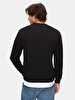 Long Sleeve Crew Neck Print With Print Black Sweatshirt