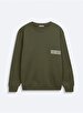 Long Sleeve Crew Neck Print With Print Green Sweatshirt