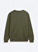 Long Sleeve Crew Neck Print With Print Green Sweatshirt