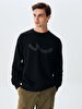 Long Sleeve Crew Neck Si̇gned Black Sweatshirt