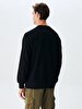Long Sleeve Crew Neck Si̇gned Black Sweatshirt