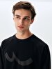 Long Sleeve Crew Neck Si̇gned Black Sweatshirt