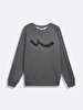 Long Sleeve Crew Neck Si̇gned Anthracite Sweatshirt
