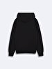 With Hood Zipper Closing With Pockets Basic Black Sweatshirt