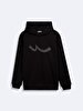 With Hood Sign With Print Long Sleeve Black Sweatshirt