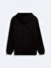 With Hood Sign With Print Long Sleeve Black Sweatshirt