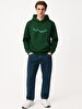 With Hood Sign With Print Long Sleeve Green Sweatshirt