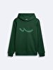 With Hood Sign With Print Long Sleeve Green Sweatshirt