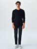 Long Sleeve Crew Neck Basic Black Sweatshirt