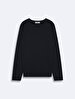 Long Sleeve Crew Neck Basic Navy Sweatshirt