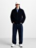 Long Sleeve Zipper Closing Polar Navy Sweatshirt