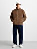 Long Sleeve Zipper Closing Polar Camel Sweatshirt