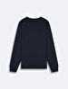 Long Sleeve Crew Neck Basic Navy Sweatshirt
