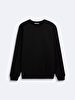 Long Sleeve Crew Neck Basic Black Sweatshirt