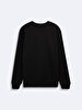 Long Sleeve Crew Neck Basic Black Sweatshirt