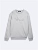 Long Sleeve Sign With Print Basic Grey Sweatshirt
