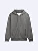 Long Sleeve With Hood Basic Anthracite Sweatshirt
