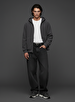 Zipper Closing With Hood Basic Grey Sweatshirt