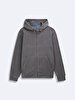 Zipper Closing With Hood Basic Grey Sweatshirt