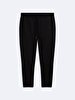 Waist Elastic Tapered Leg Black Tracksuit