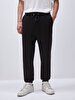 Waist Elastic Tapered Leg Black Tracksuit